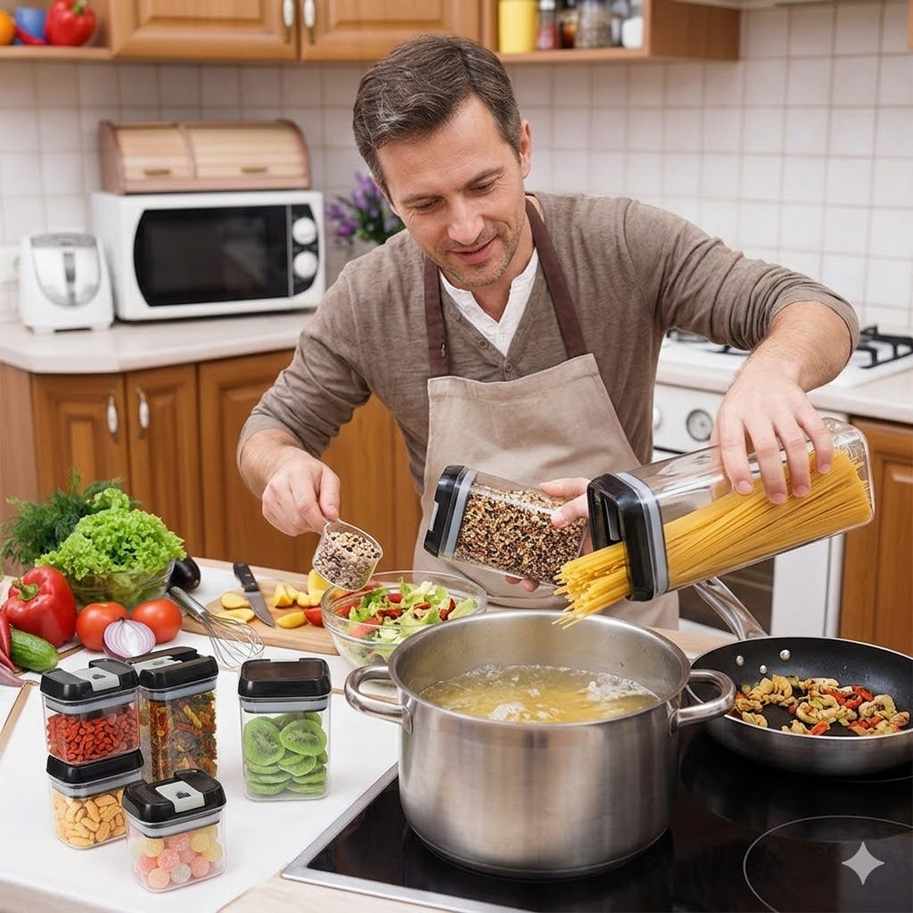 SET 7 CONTENEDORES ALIMENTO CON TAPA